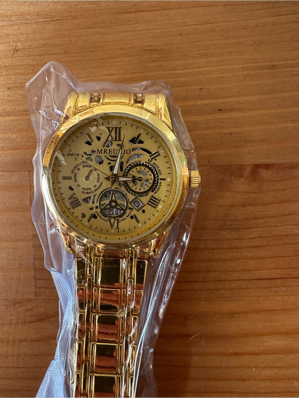Gold-Tone Men's Watch with Multi-Function Dial